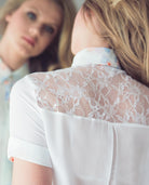 Classic Silk Shirt White with lace panel on the back