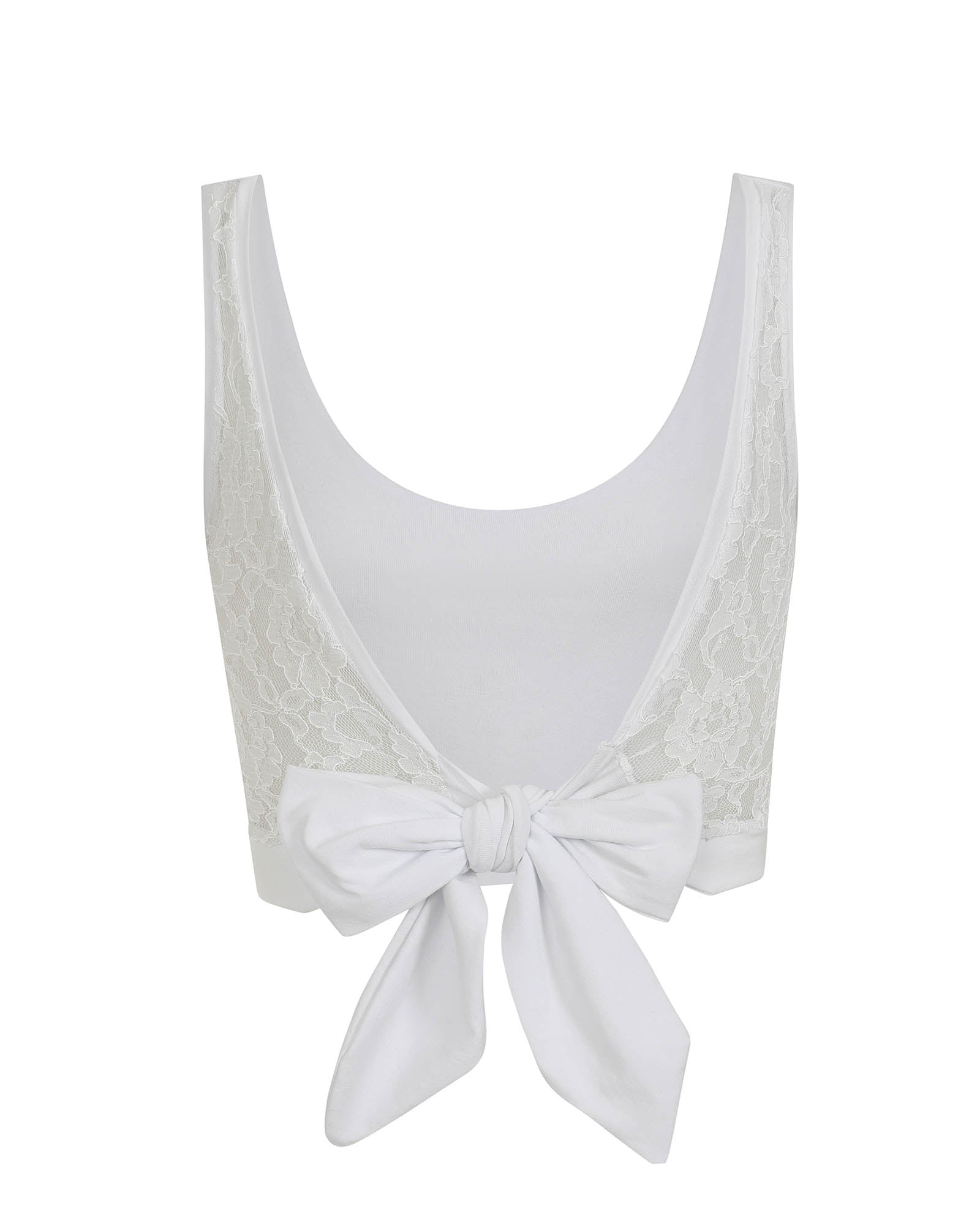 White Lace Back Crop Top