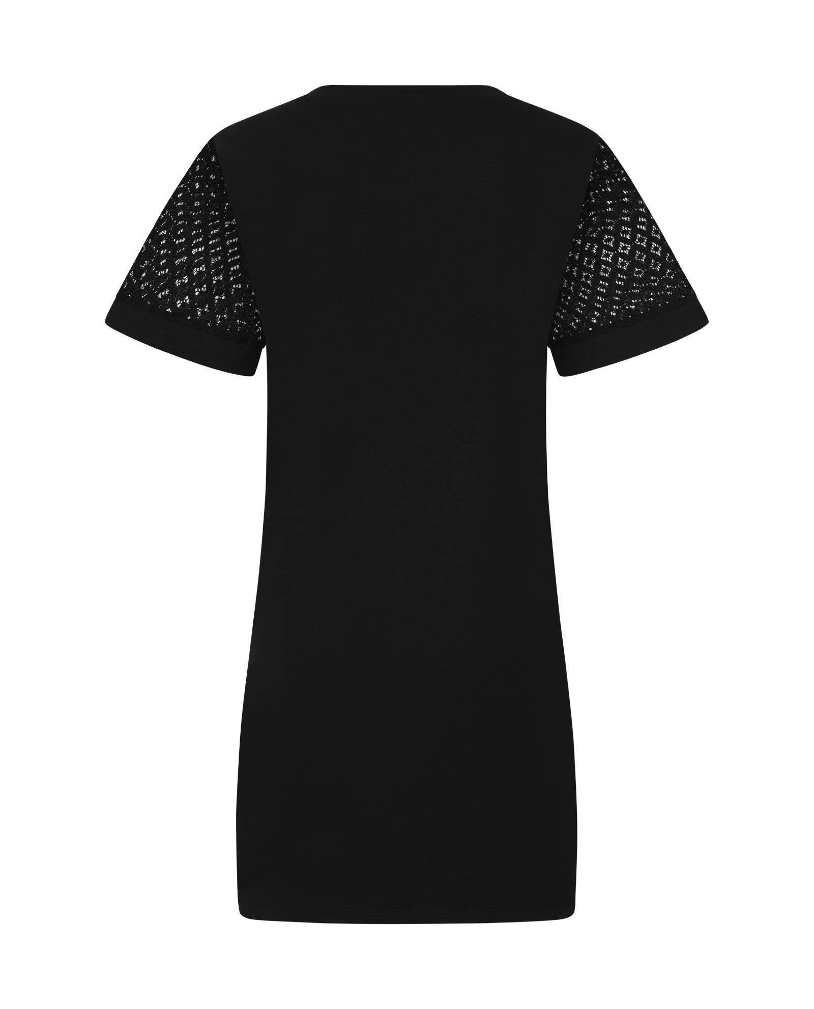 Black Lace Sleeve Cotton T Shirt Dress Sophie Cameron Davies