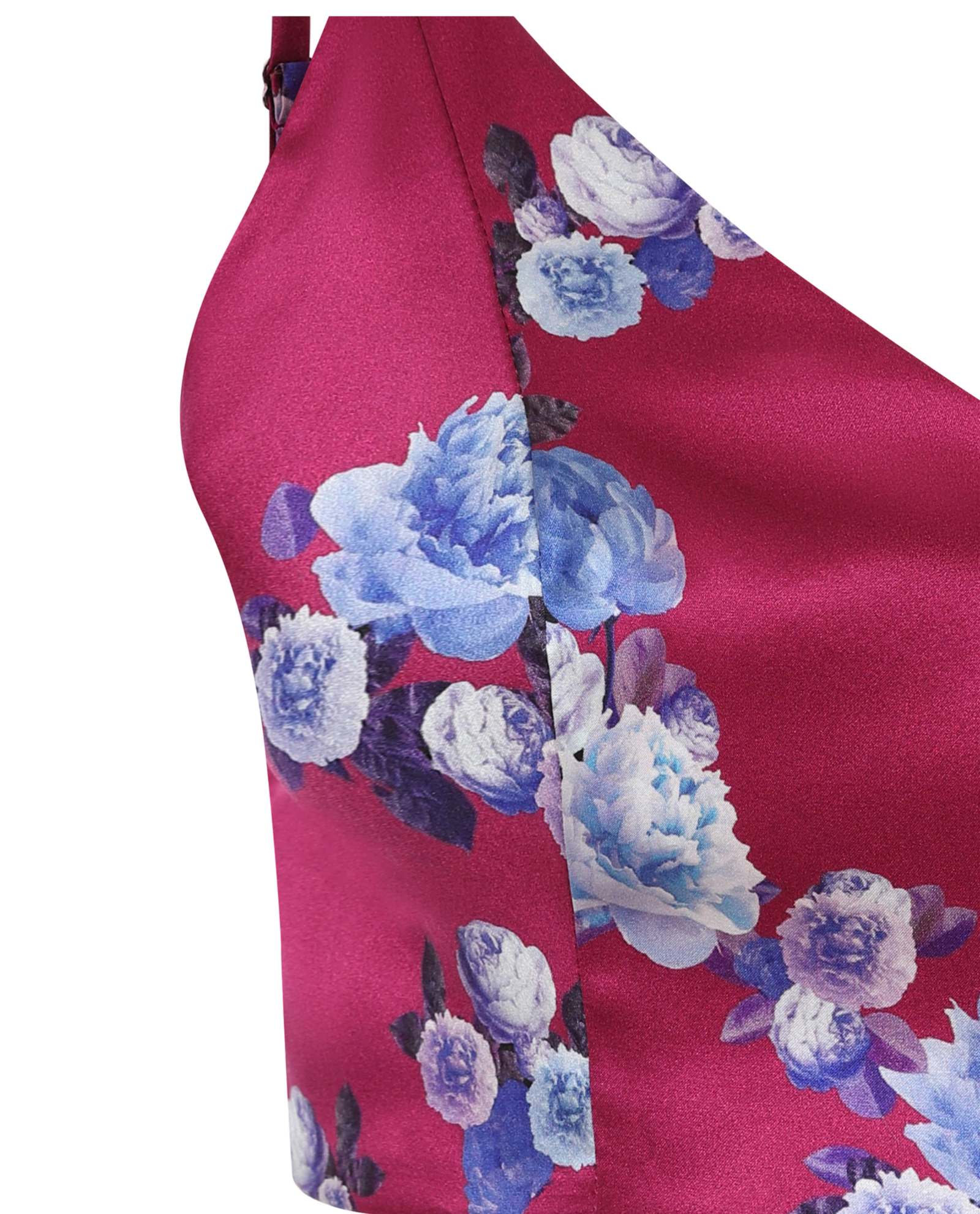 Berry Pink Floral Silk Crop Top