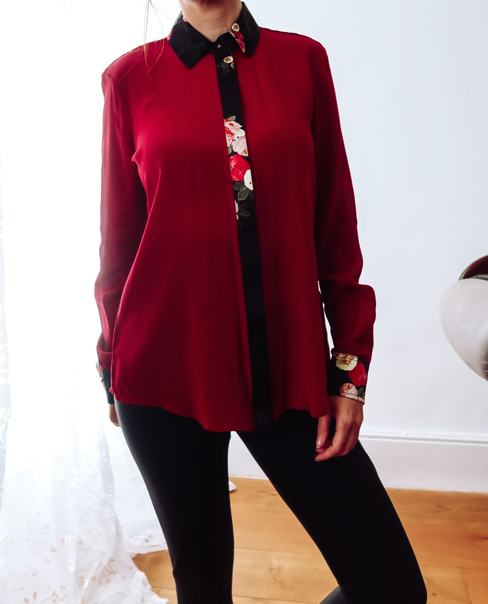 Burgundy Red Classic Silk Shirt Sophie Cameron Davies