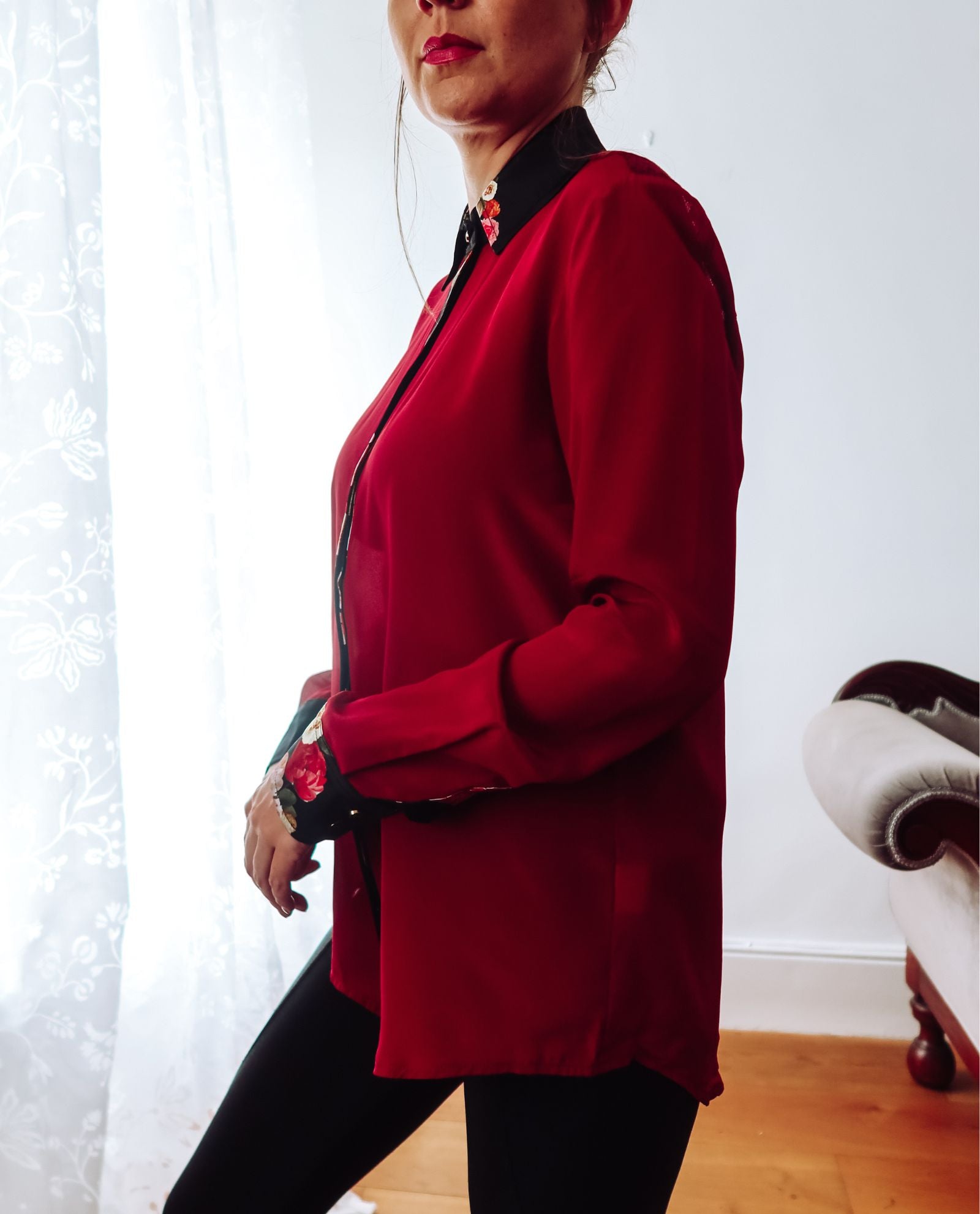 Burgundy Red Classic Silk Shirt Sophie Cameron Davies