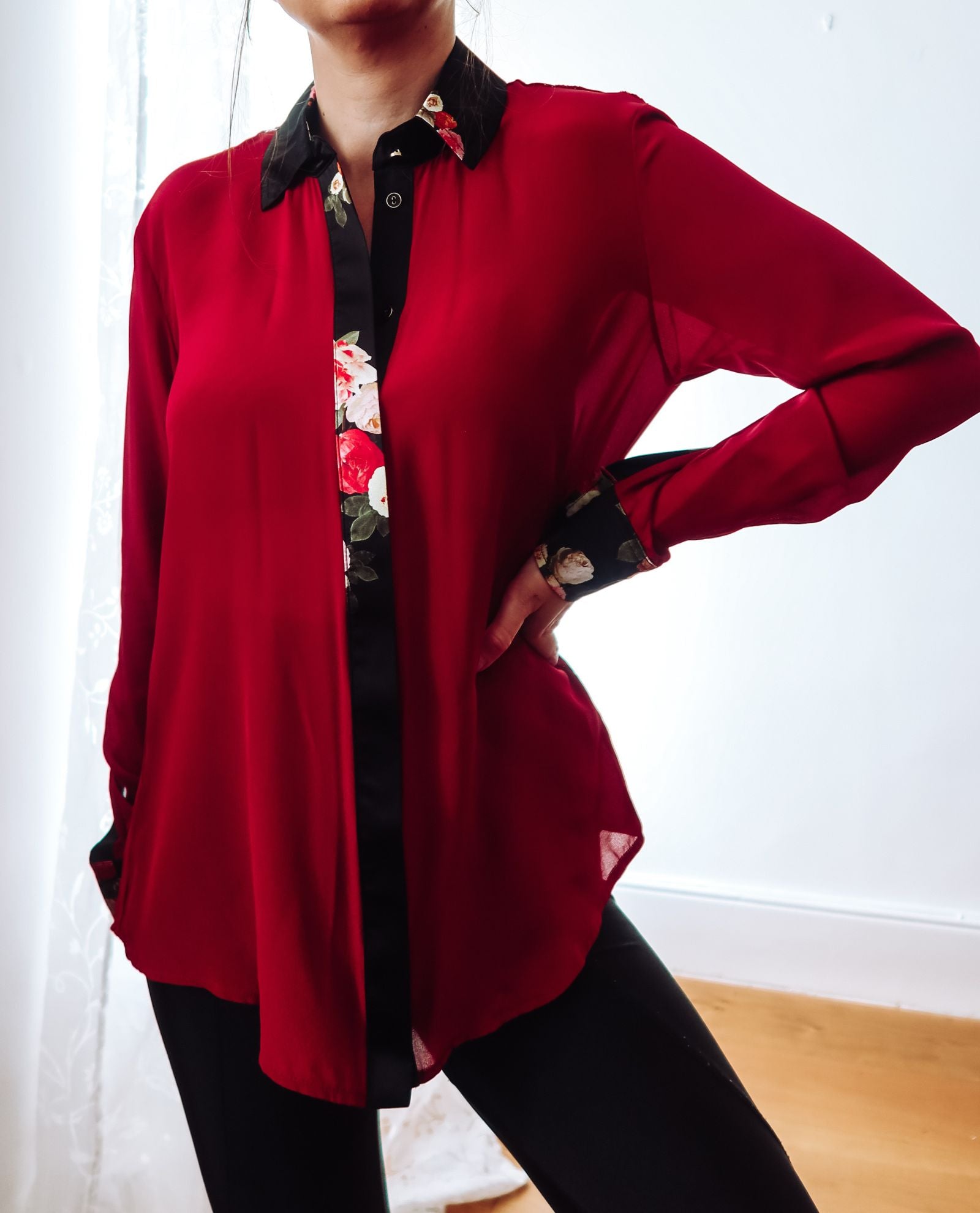 Burgundy Red Classic Silk Shirt Sophie Cameron Davies