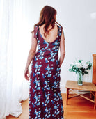 Maroon Floral Cotton Maxi Dress Sophie Cameron Davies