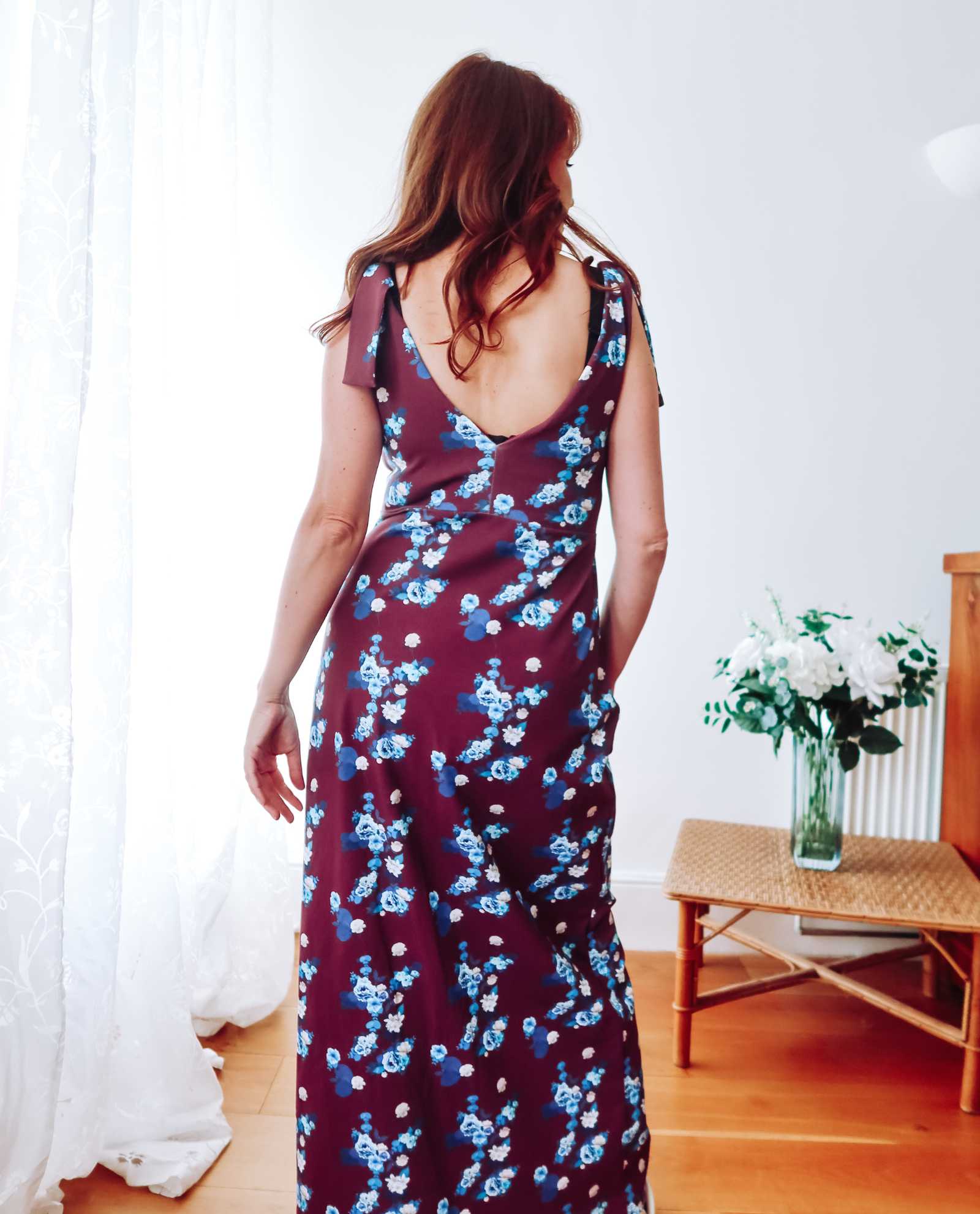 Maroon Floral Cotton Maxi Dress Sophie Cameron Davies