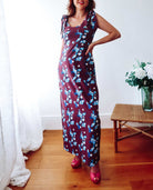 Maroon Floral Cotton Maxi Dress Sophie Cameron Davies