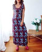 Maroon Floral Cotton Maxi Dress Sophie Cameron Davies