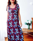 Maroon Floral Cotton Maxi Dress Sophie Cameron Davies