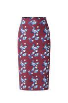 Maroon Floral Jersey Midi Skirt