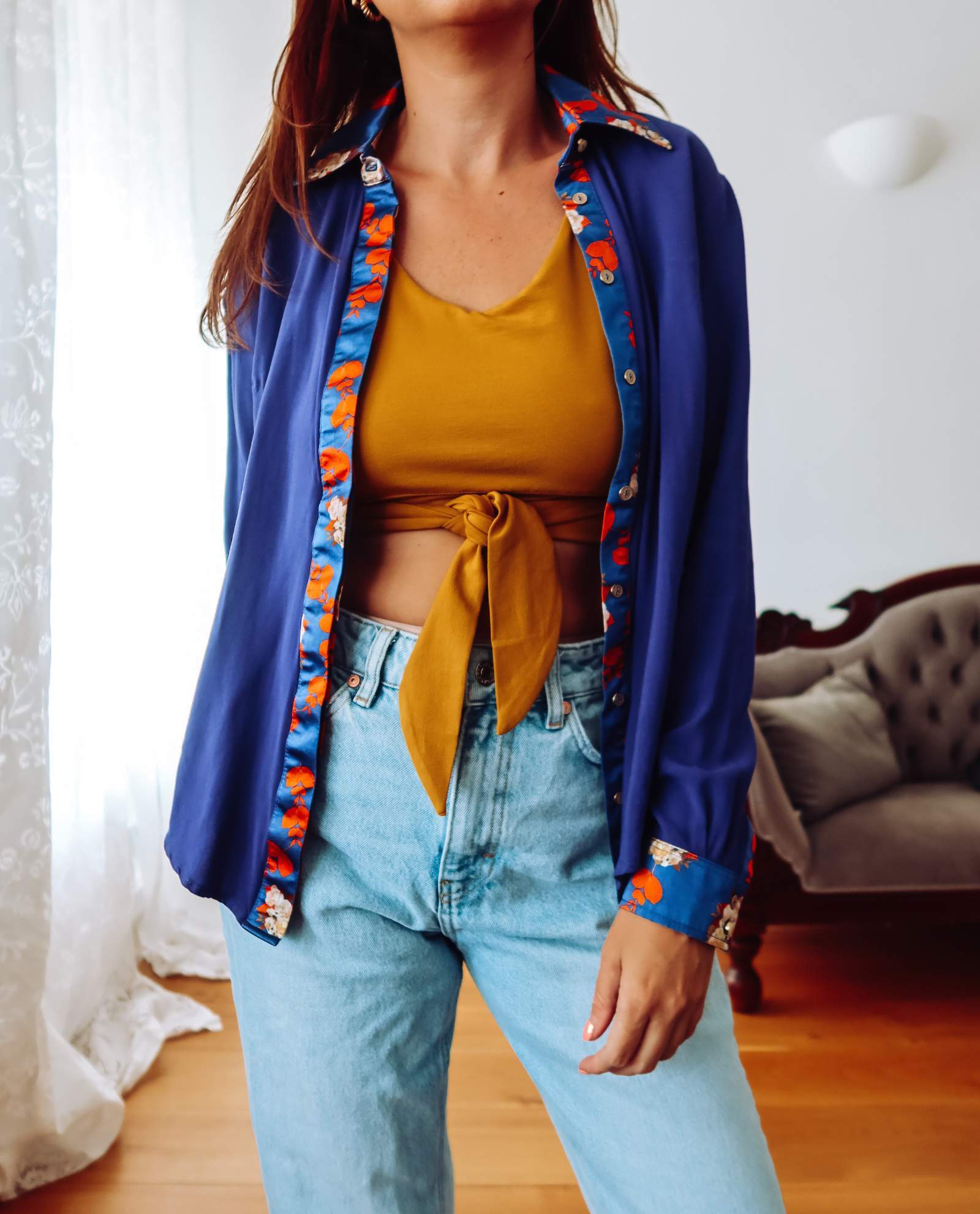 Mustard Yellow Lace Back Crop Top Sophie Cameron Davies