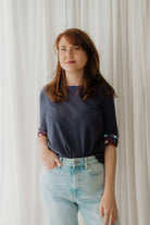 Navy Blue Cotton Jersey T-shirt