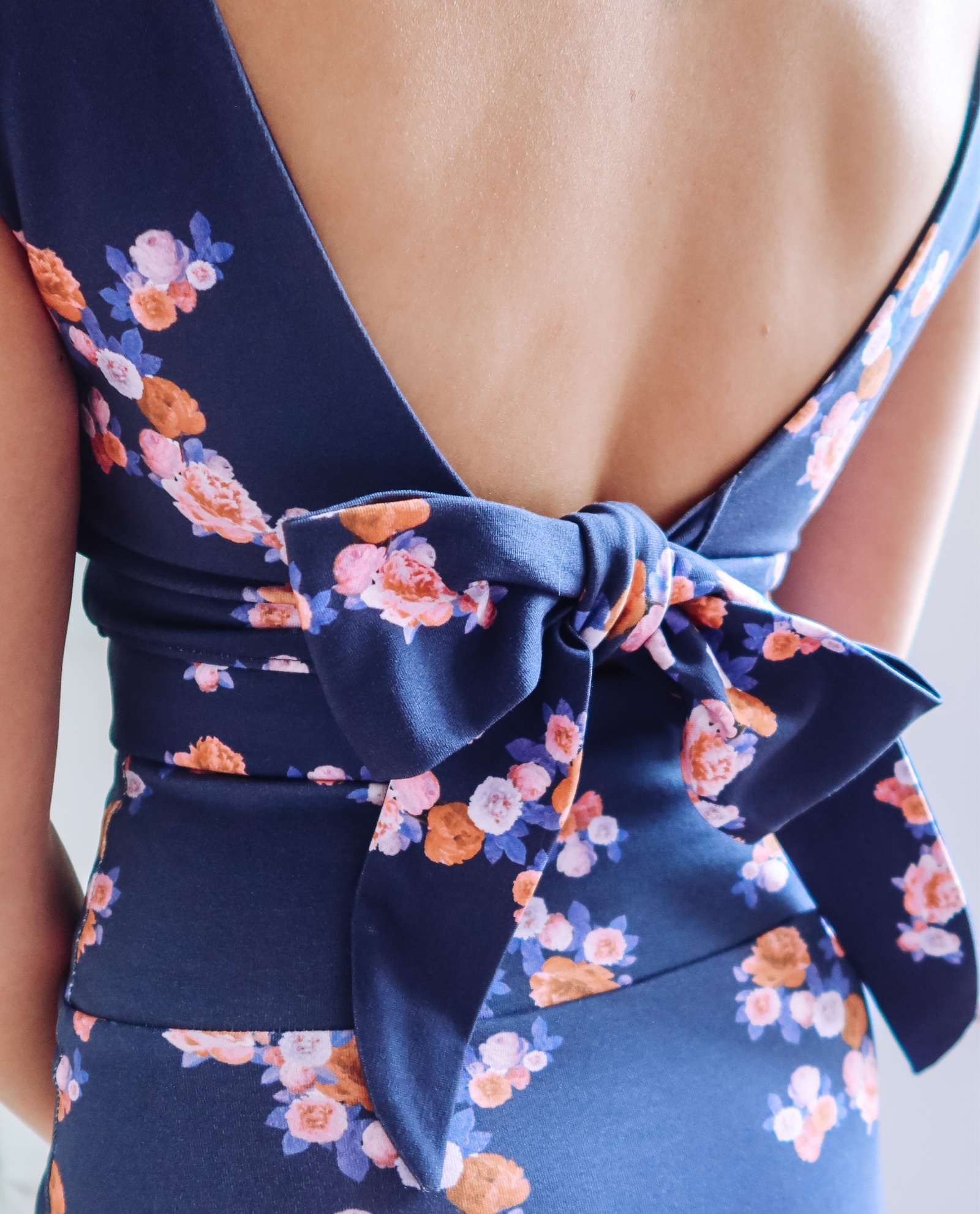 Navy Blue Floral Crop Top Sophie Cameron Davies
