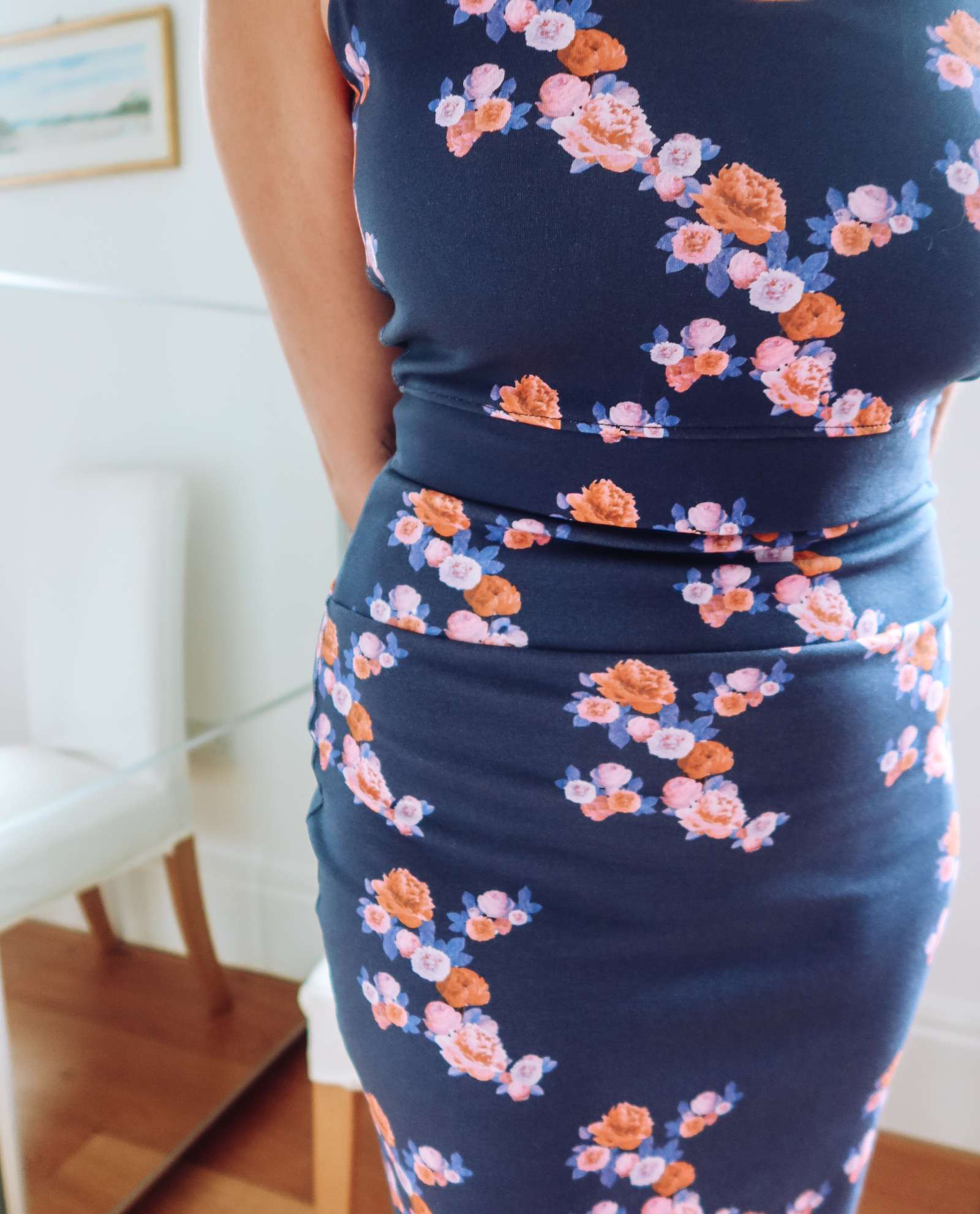 Navy Blue Floral Crop Top Sophie Cameron Davies