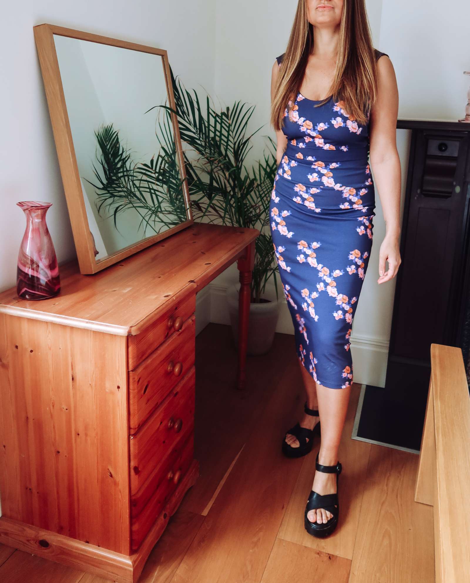 Navy Blue Floral Crop Top Sophie Cameron Davies