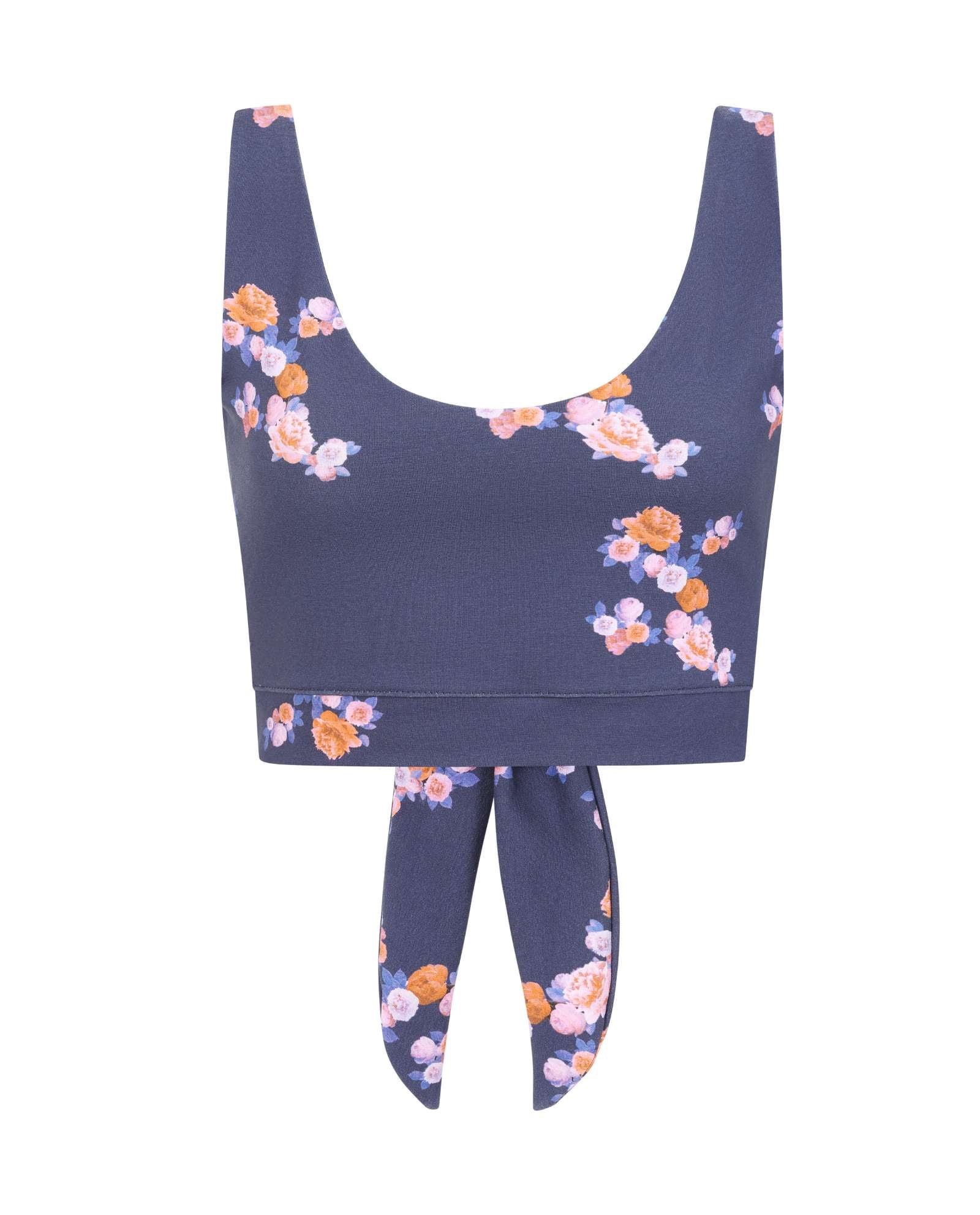Navy Blue Floral Crop Top Sophie Cameron Davies