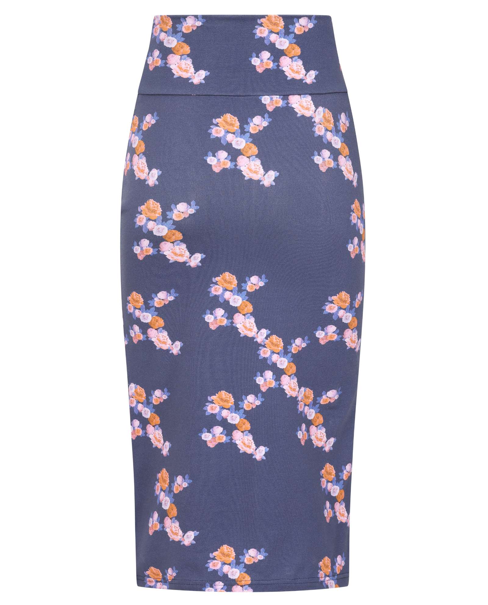 Navy Blue Floral Midi Jersey Skirt Sophie Cameron Davies