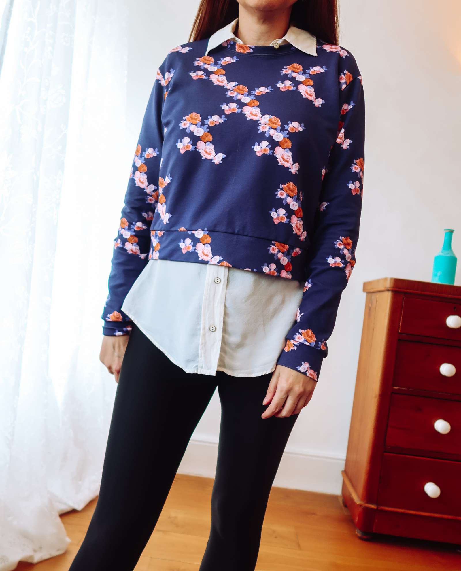 Navy Blue Floral Sweatshirt Sophie Cameron Davies