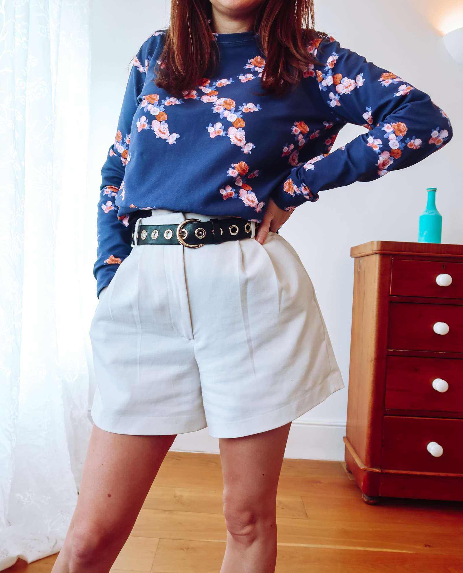 Navy Blue Floral Sweatshirt Sophie Cameron Davies