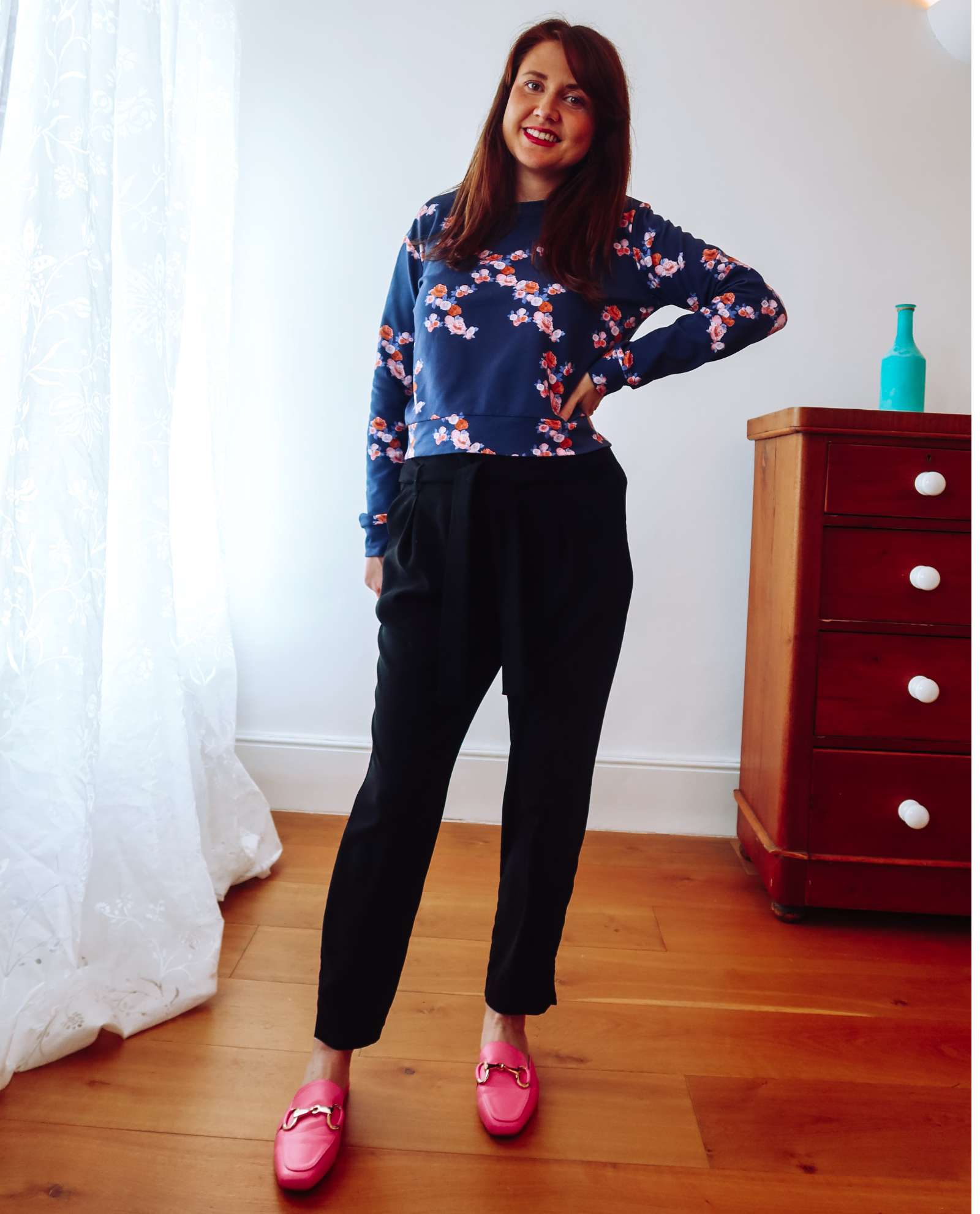 Navy Blue Floral Sweatshirt Sophie Cameron Davies