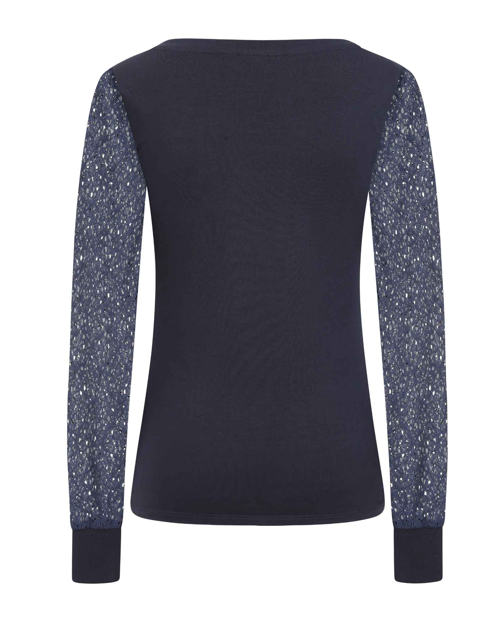 Navy Blue V-Neck Lace Sleeve Top Sophie Cameron Davies