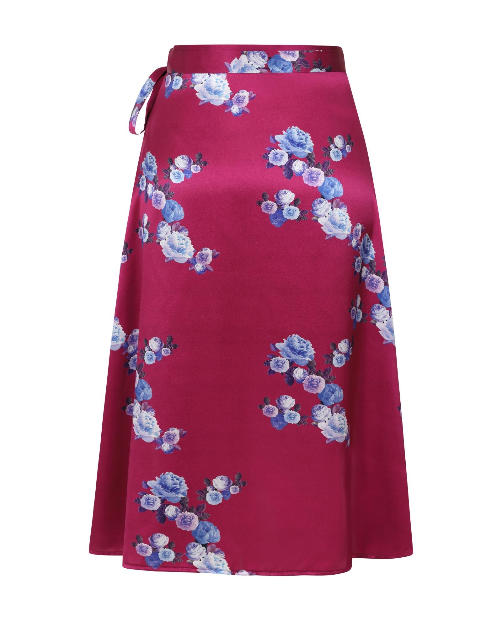 Pink Peony Silk Wrap Skirt