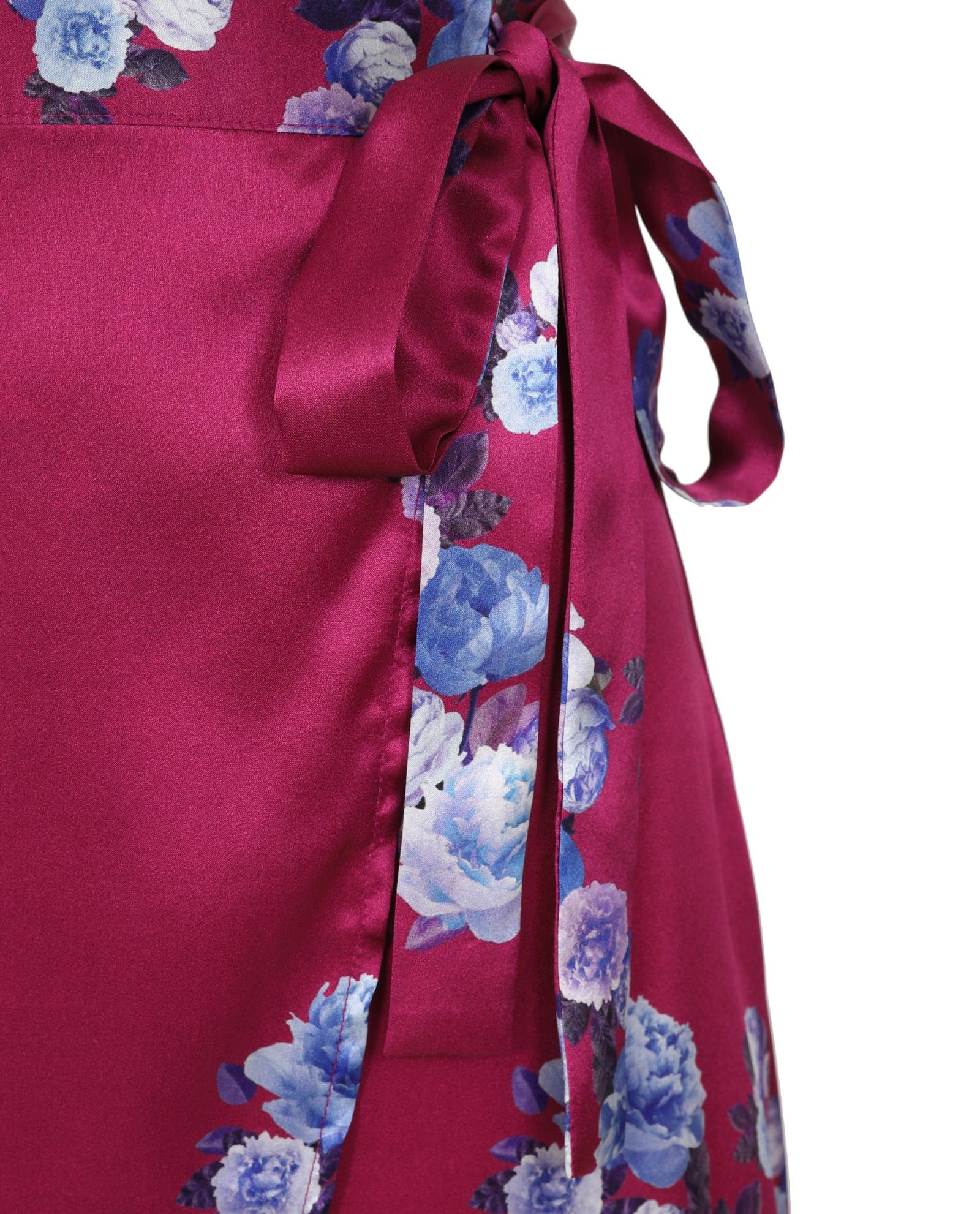 Pink Peony Silk Wrap Skirt