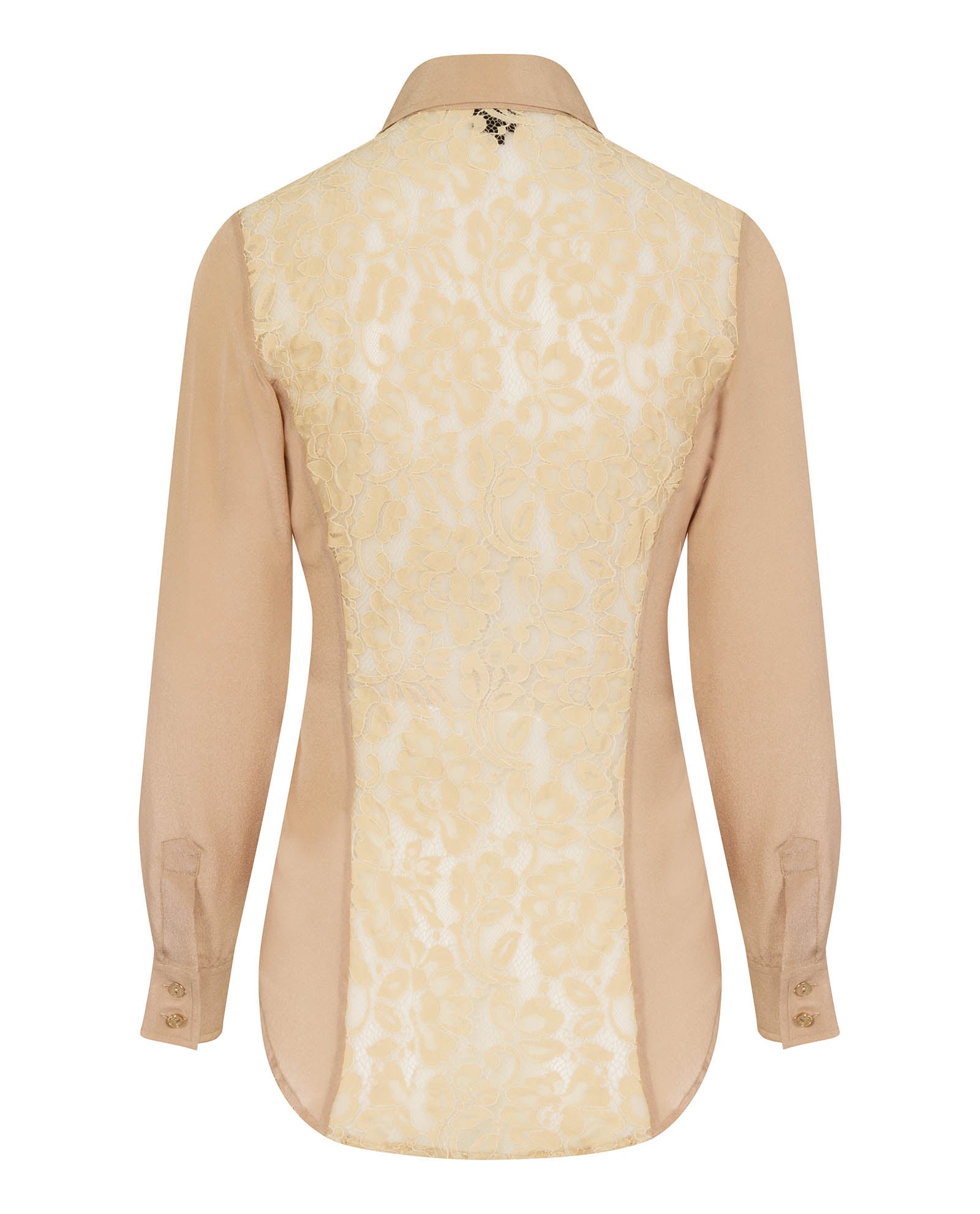 Fitted Silk Shirt Beige