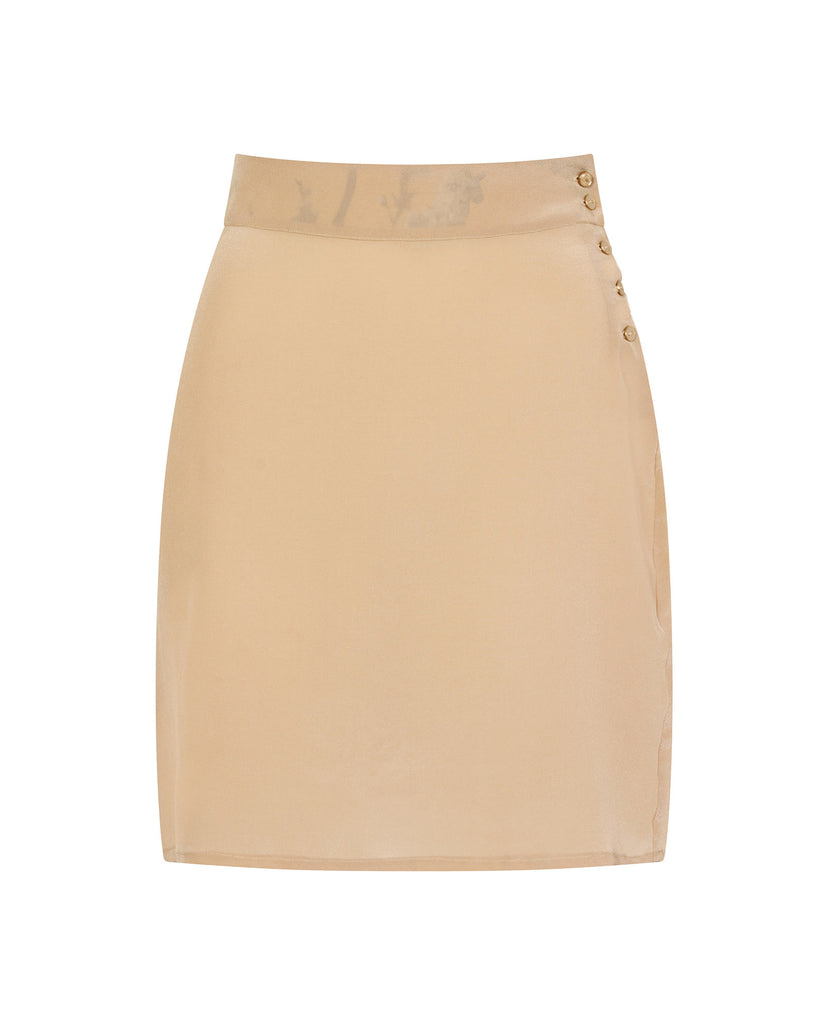 Silk Mini Skirt Beige