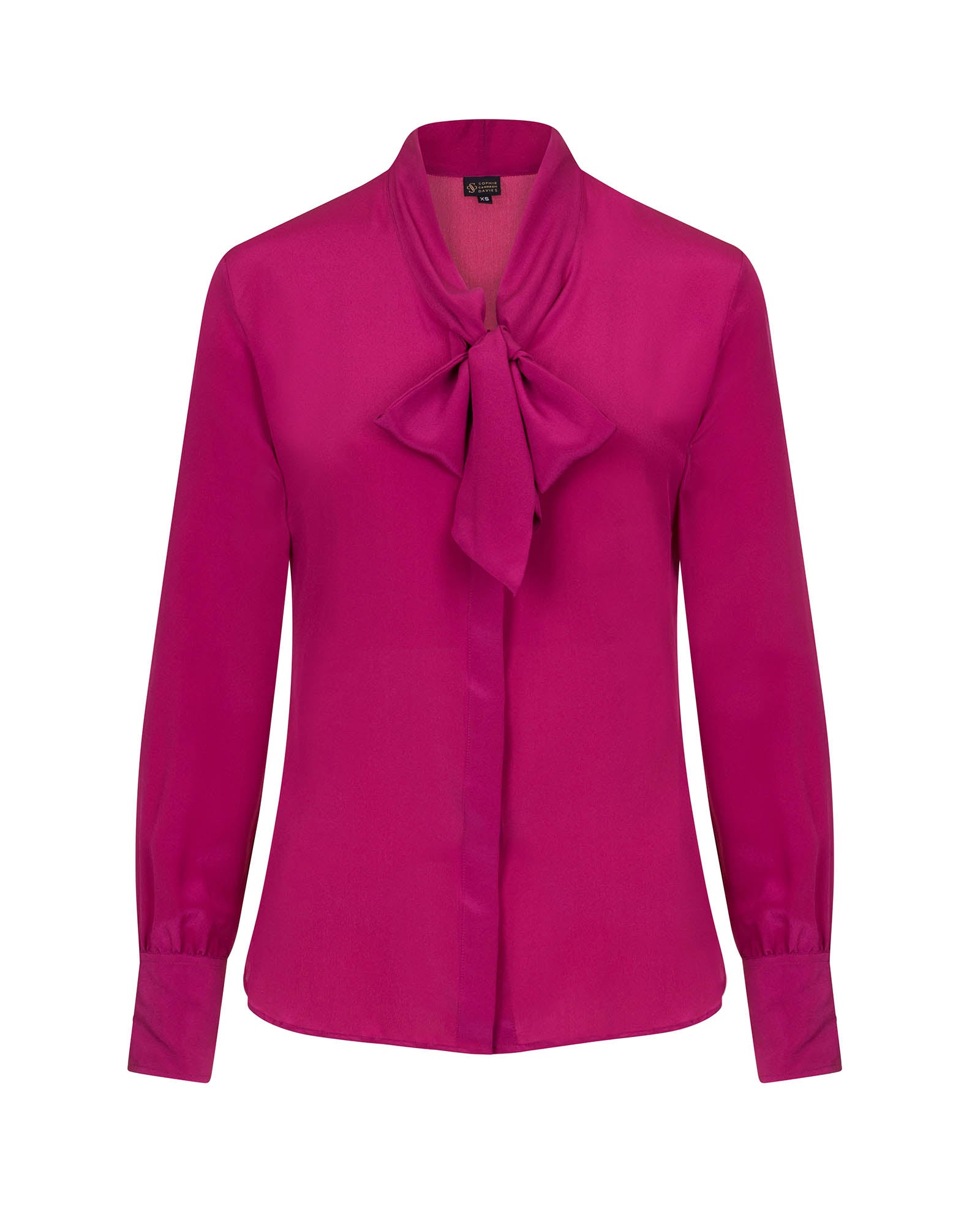 silk bow blouse fuchsia