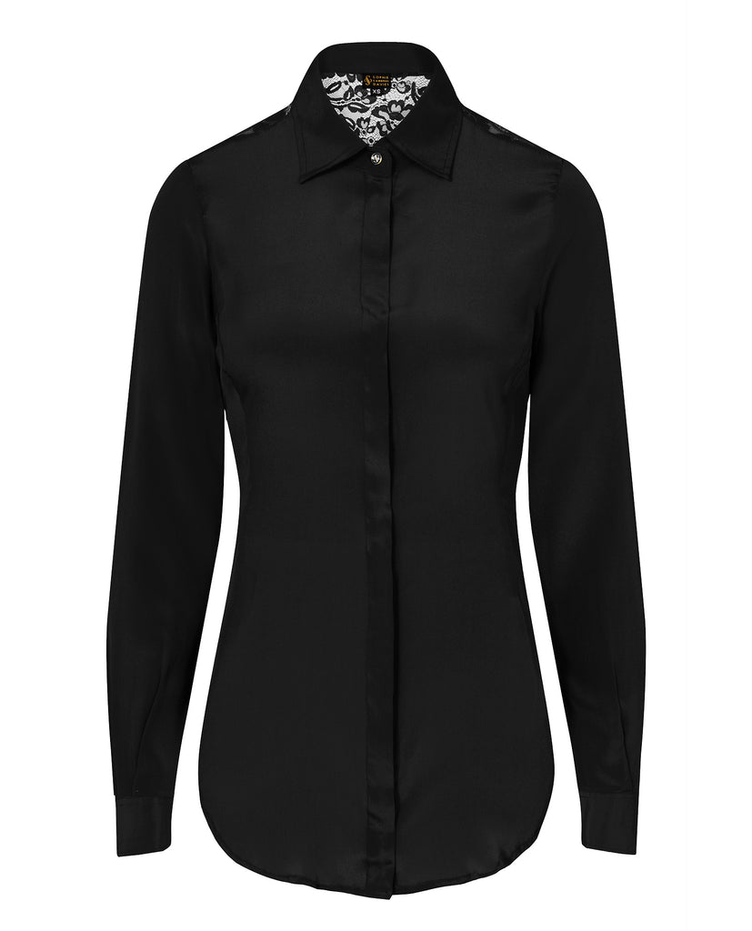 Fitted Silk Shirt Black