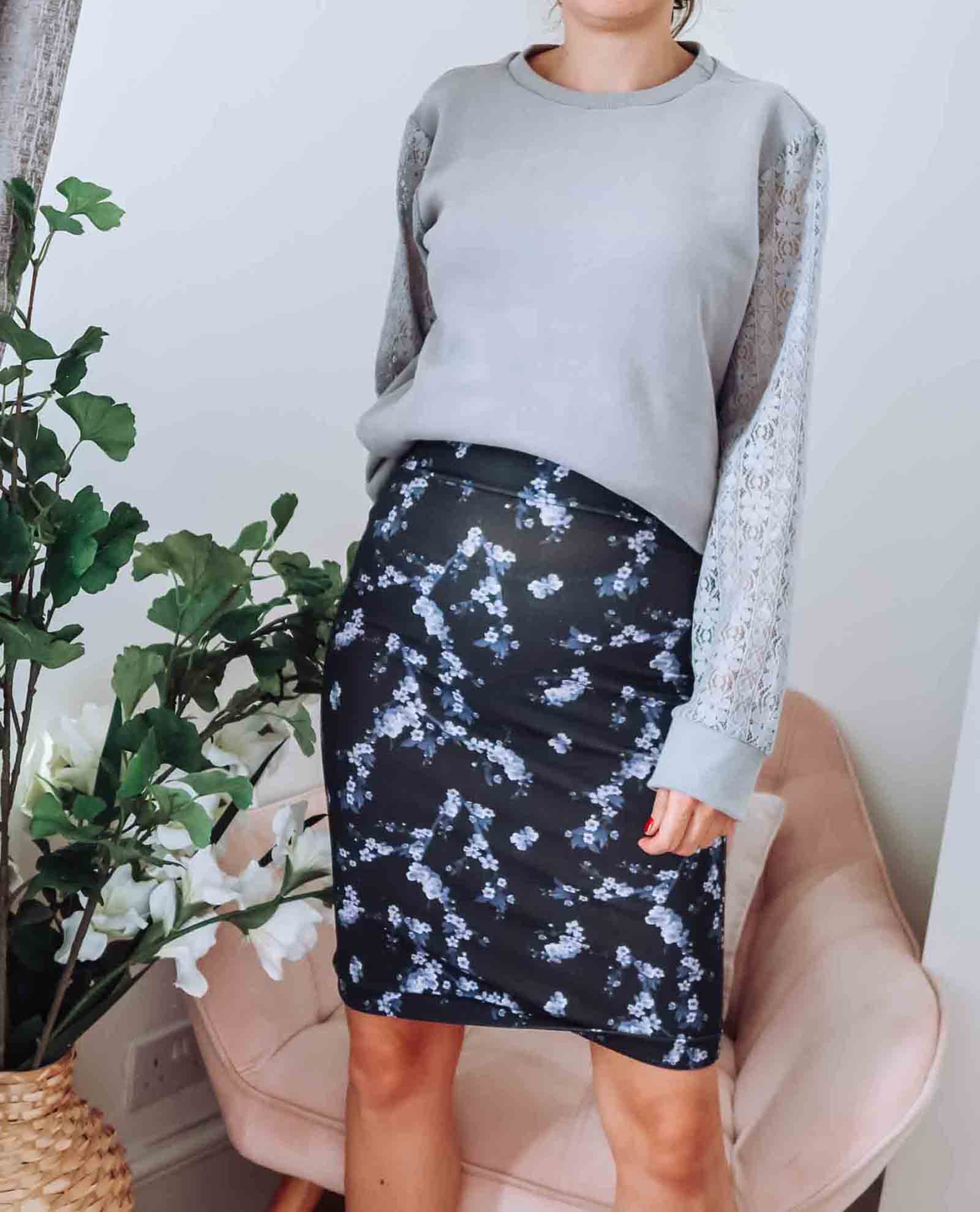 Cotton jersey skirt grey sales