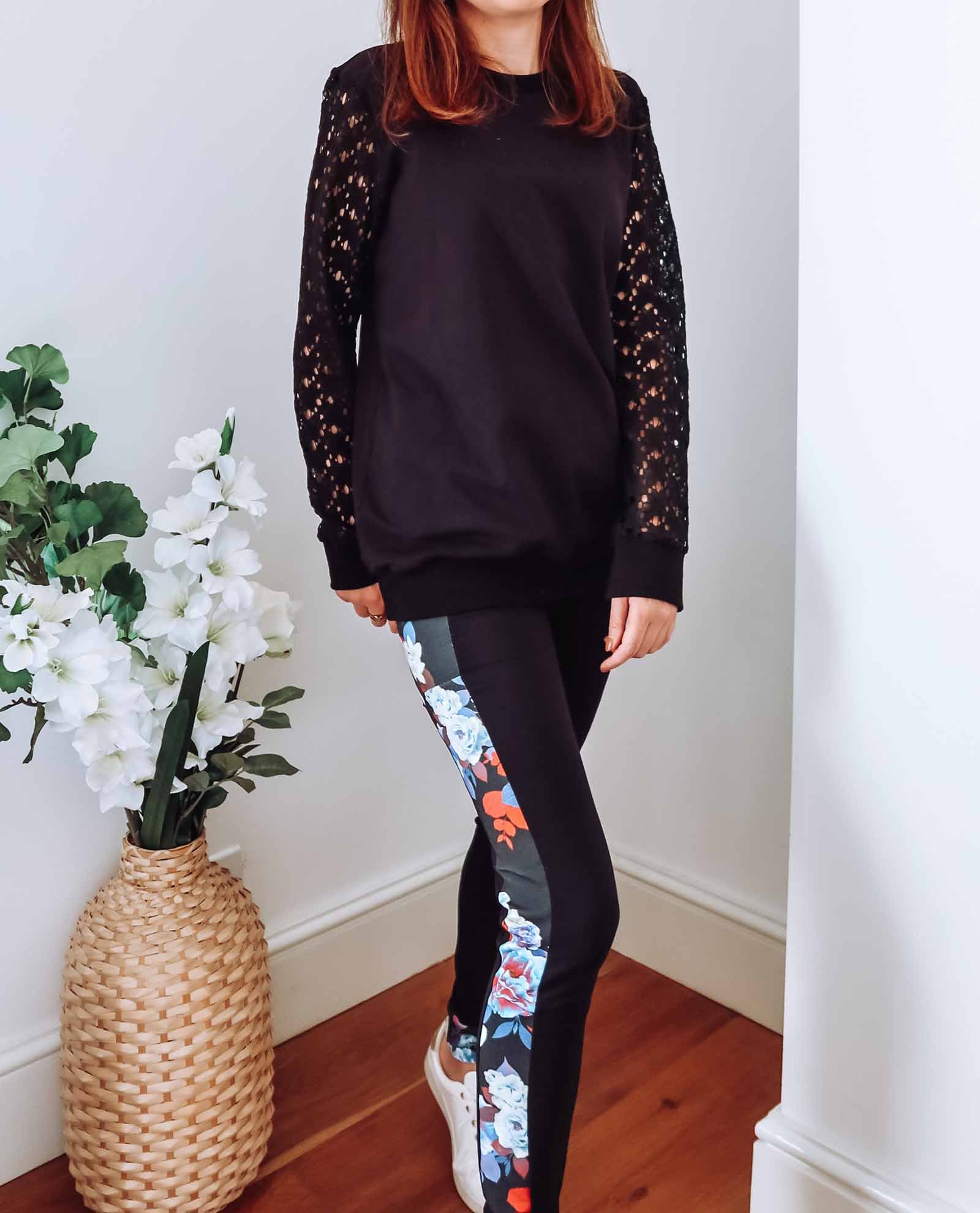 Black Lace Sleeve Jumper