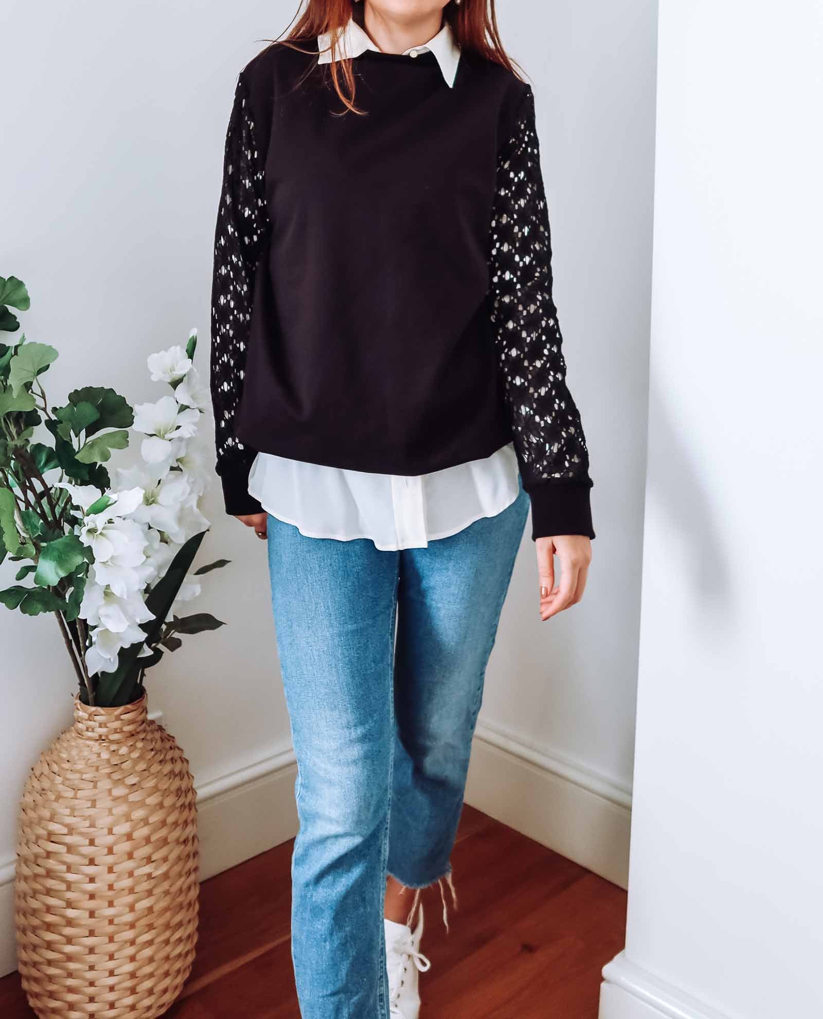 Black Lace Sleeve Jumper