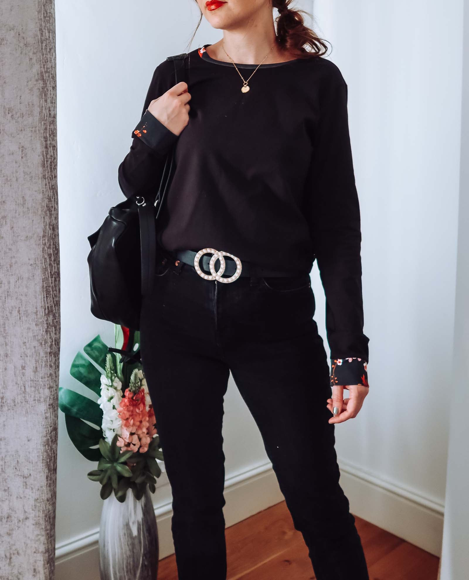 Black Long Sleeve Cotton Top