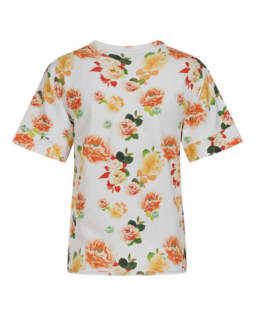 Cream Floral Print Cotton Tshirt