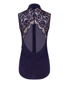 Lace Back Top Navy Blue