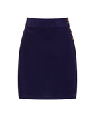 Silk Mini Skirt Navy Blue