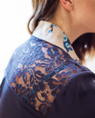 Printed Classic Silk Shirt Navy Blue