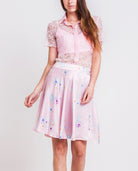 Pink Beach Flower Silk Skirt