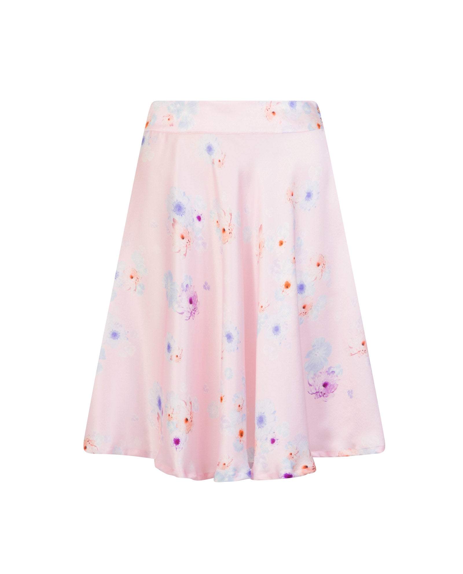 Pink Beach Flower Silk Skirt