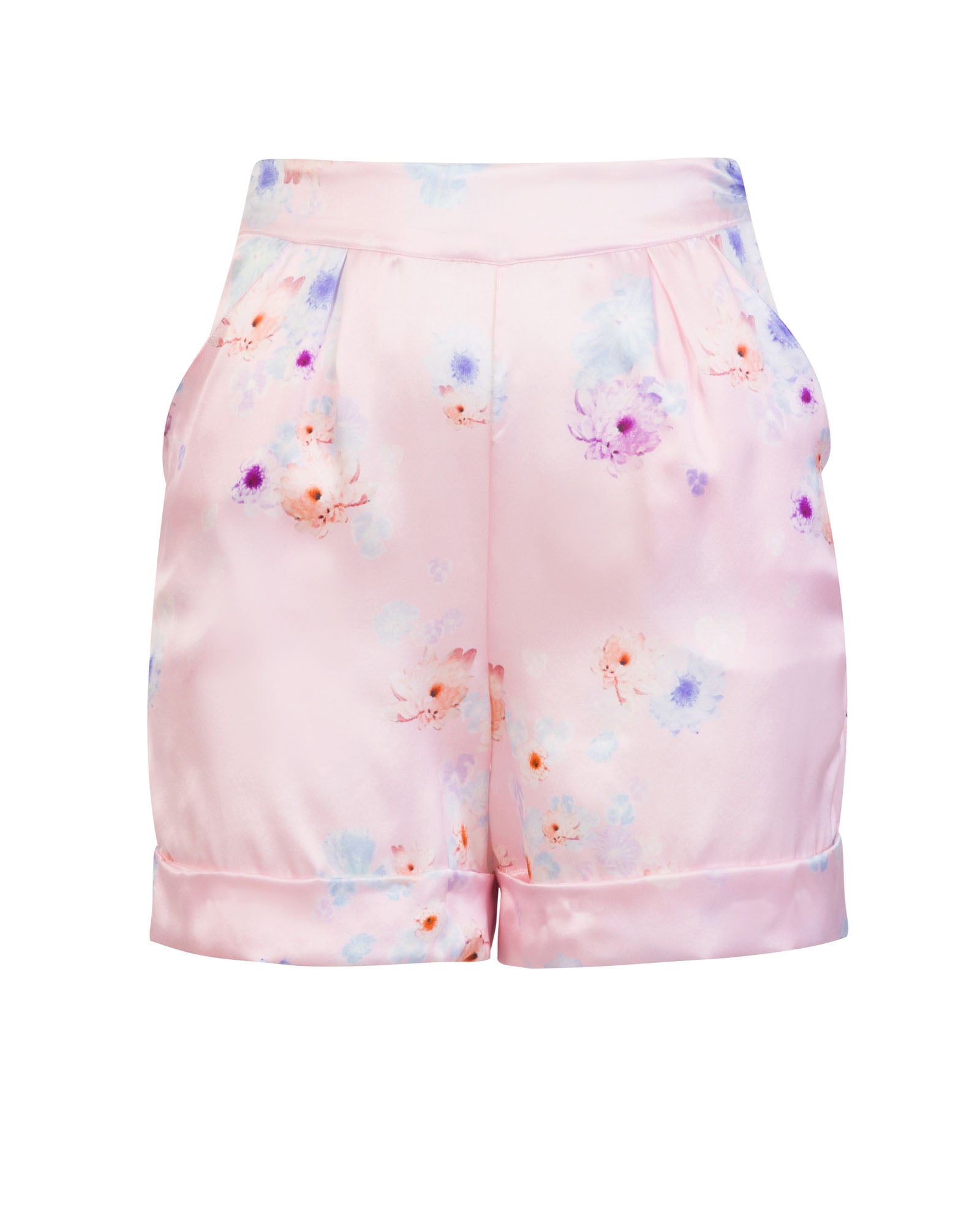 tailored silk short pink beach flower