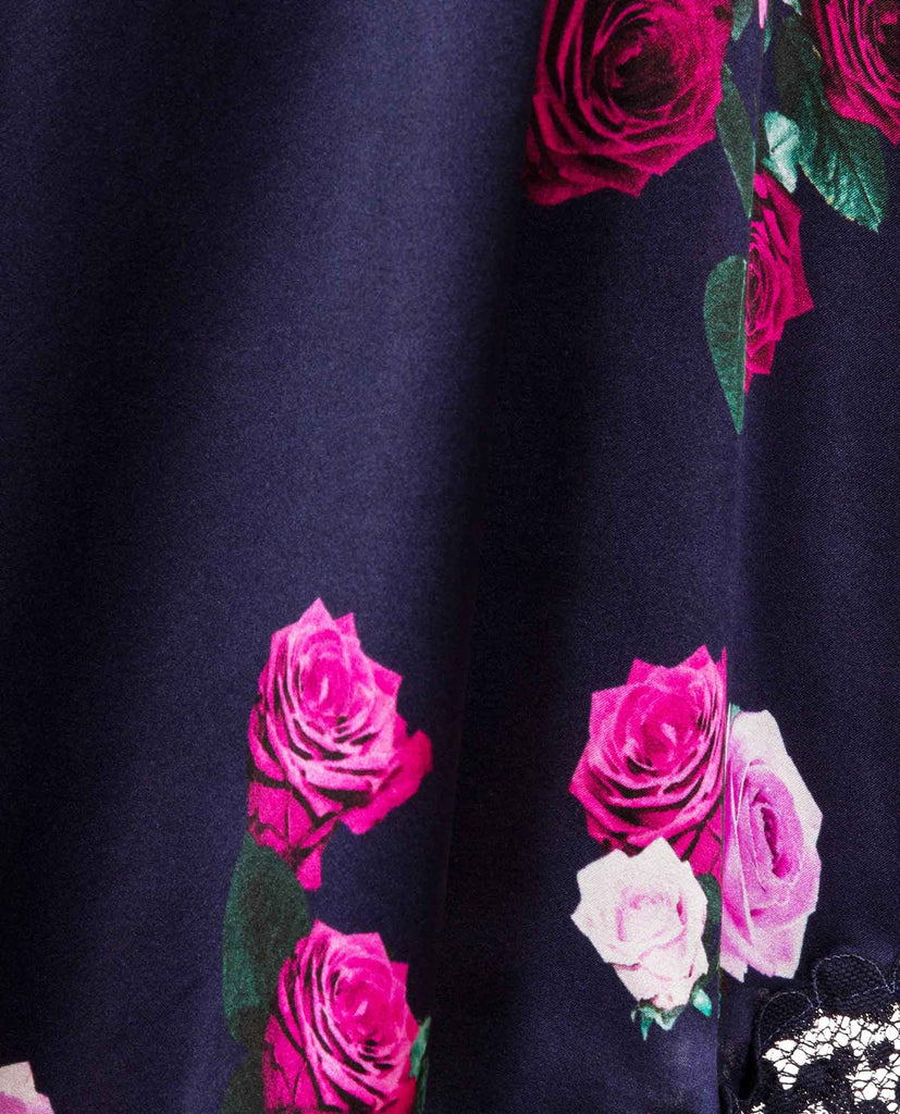 Rose Silk Midi Skirt