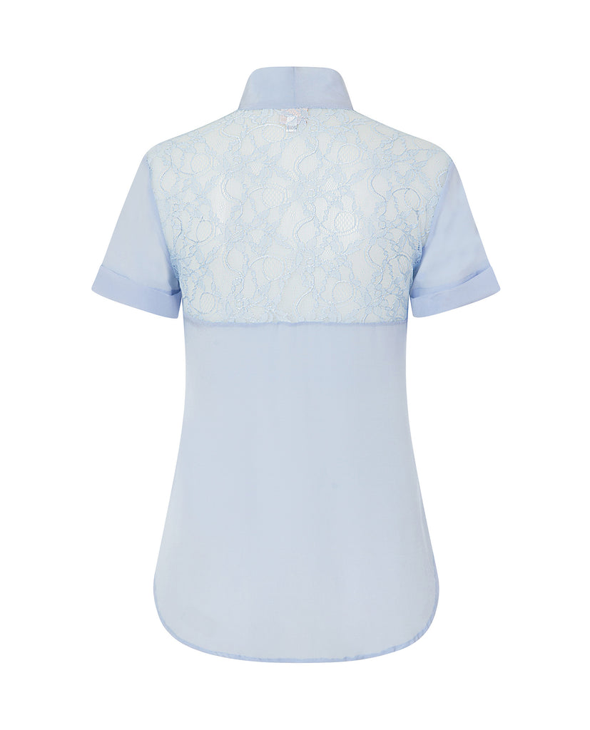 Silk Bow Blouse Sky Blue