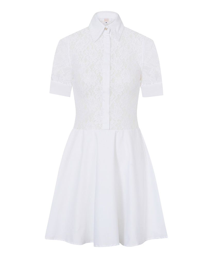 Cotton Lace Mini Dress White