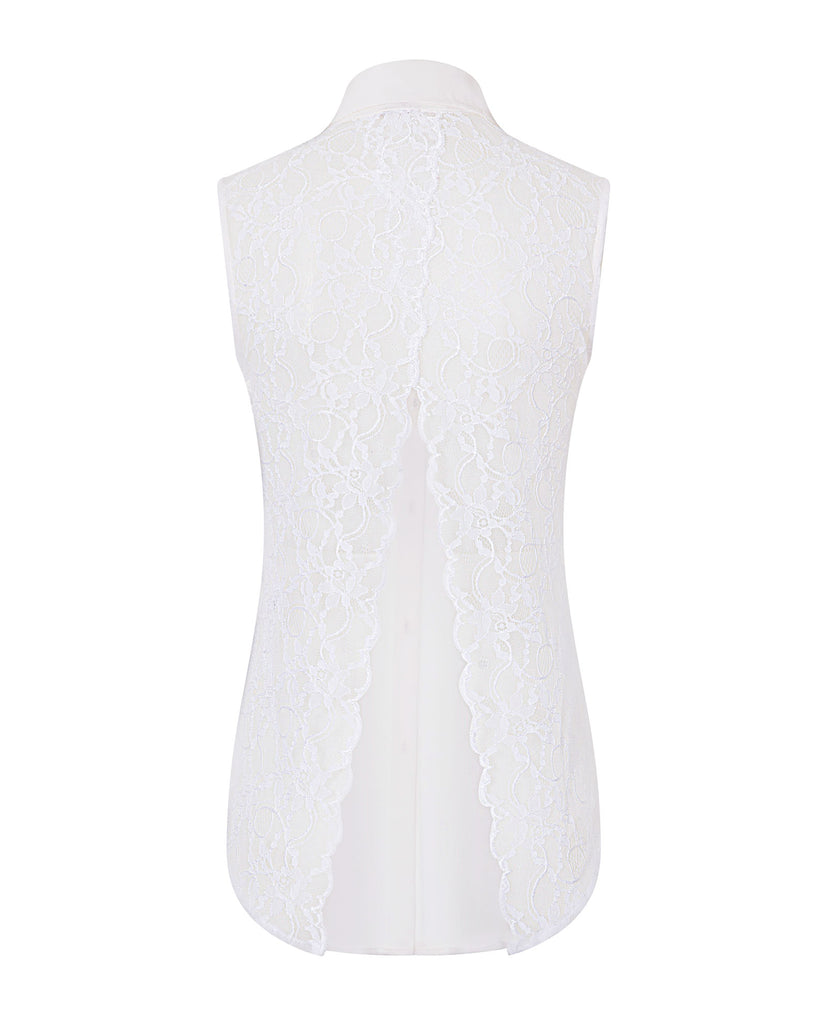 Lace Back Top White