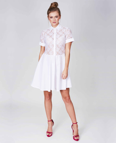 Cotton Lace Mini Dress White  Sophie Cameron Davies